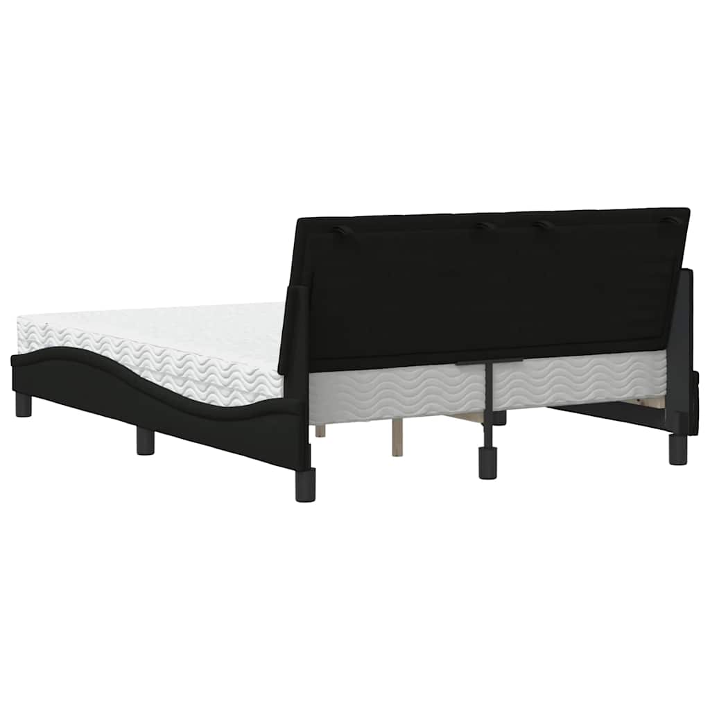 Letto con Materasso Nero 140x190 cm in Tessuto - homemem39