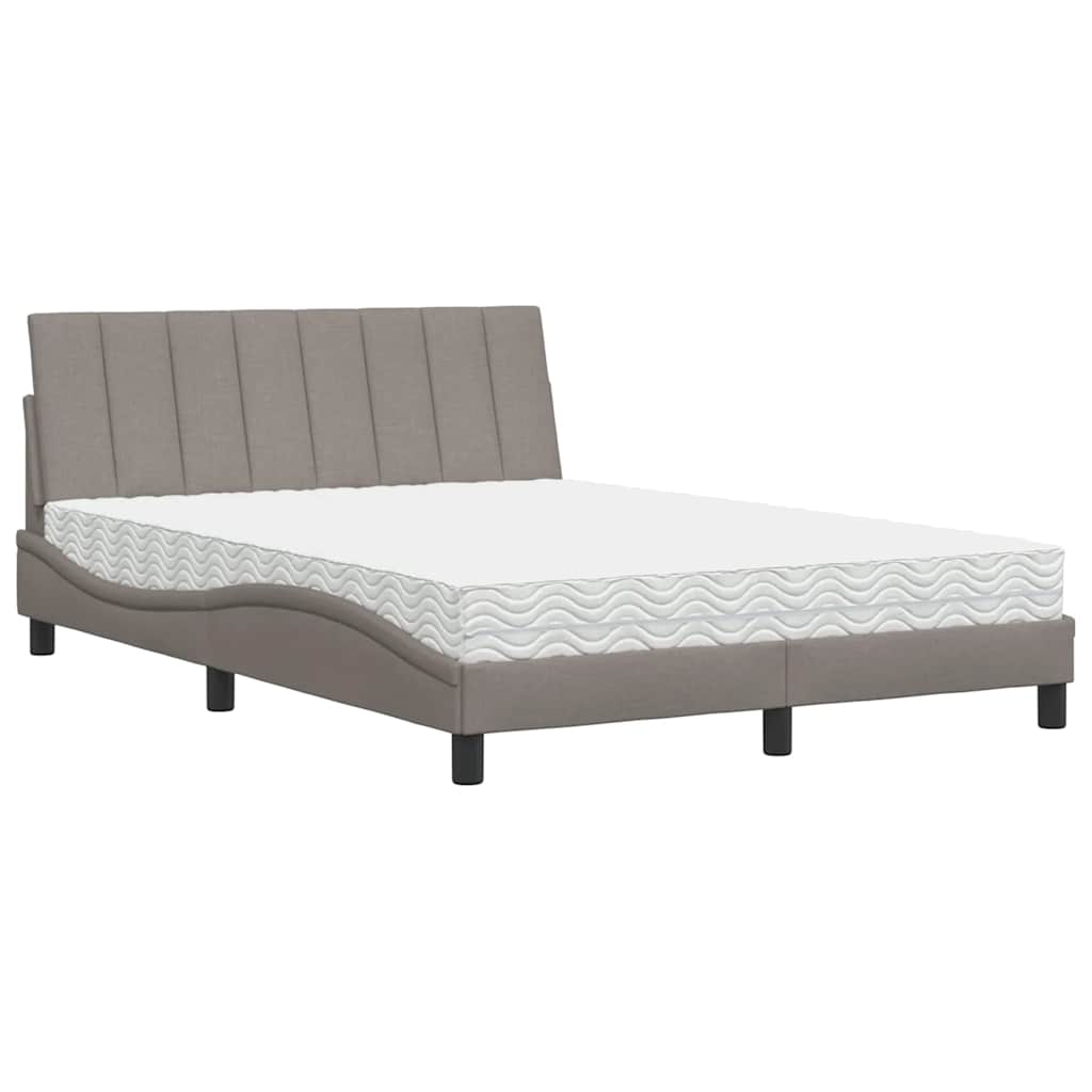 Letto con Materasso Tortora 140x190 cm in Tessuto - homemem39