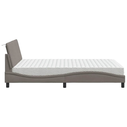 Letto con Materasso Tortora 140x190 cm in Tessuto - homemem39