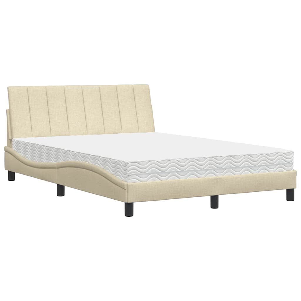 Letto con Materasso Crema 140x19 cm in Tessuto - homemem39