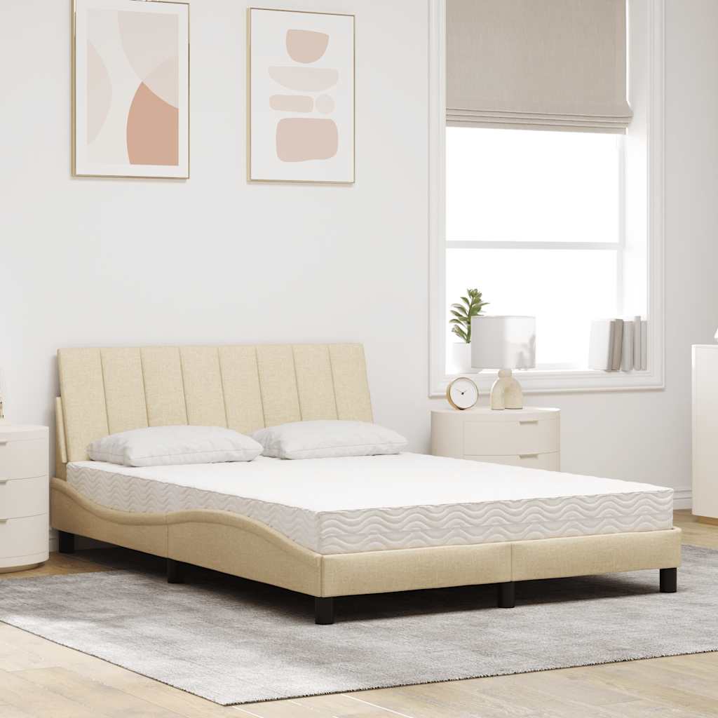 Letto con Materasso Crema 140x19 cm in Tessuto - homemem39