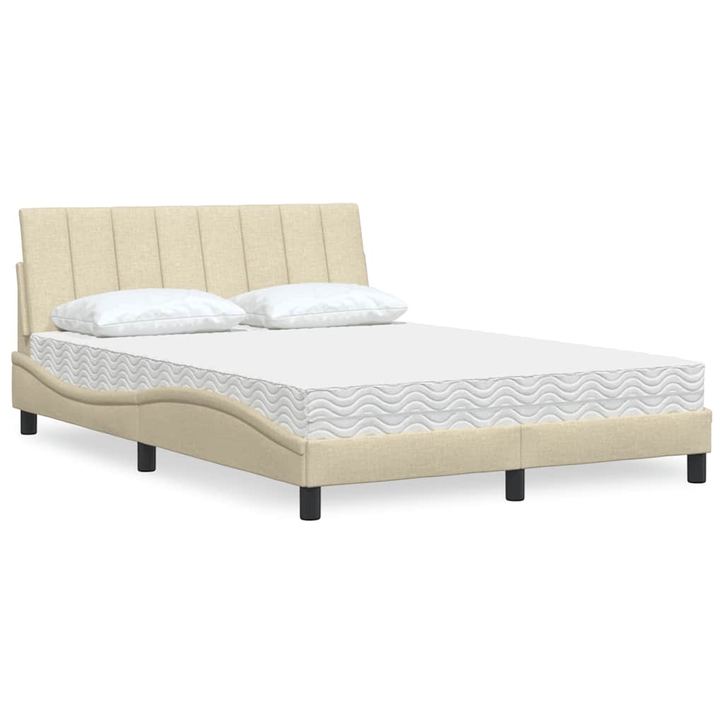 Letto con Materasso Crema 140x19 cm in Tessuto - homemem39