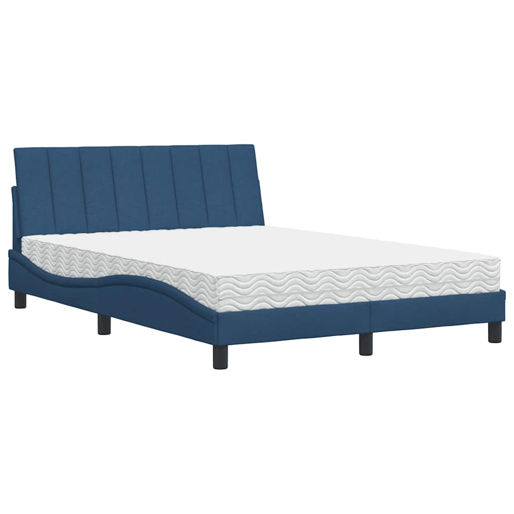 Letto con Materasso Hanko Blu 140x190 cm in Tessuto