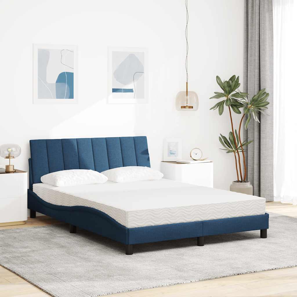 Letto con Materasso Hanko Blu 140x190 cm in Tessuto