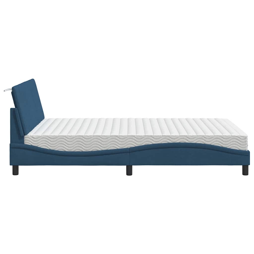 Letto con Materasso Hanko Blu 140x190 cm in Tessuto