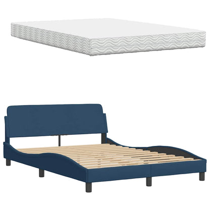 Letto con Materasso Hanko Blu 140x190 cm in Tessuto