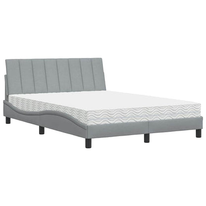 Letto con Materasso Grigio Chiaro 140x200cm Tessuto - homemem39