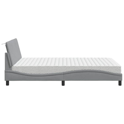 Letto con Materasso Grigio Chiaro 140x200cm Tessuto - homemem39