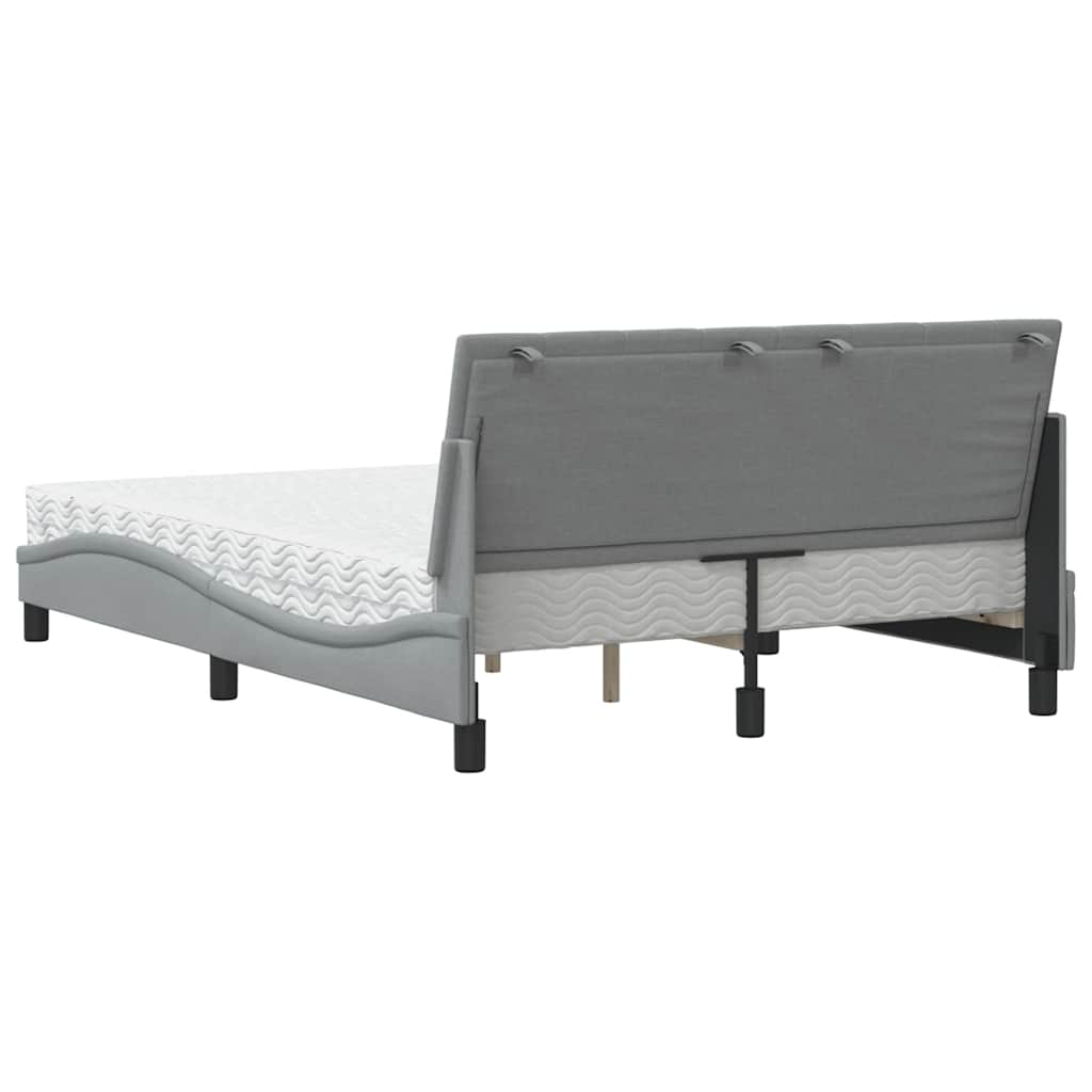 Letto con Materasso Hanko Grigio Chiaro 140x200cm Tessuto
