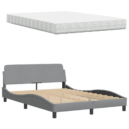 Letto con Materasso Hanko Grigio Chiaro 140x200cm Tessuto