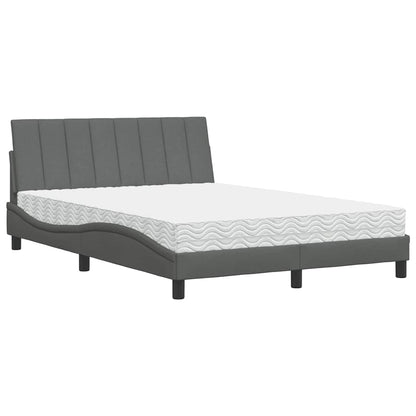 Letto con Materasso Grigio Scuro 140x200cm Tessuto - homemem39