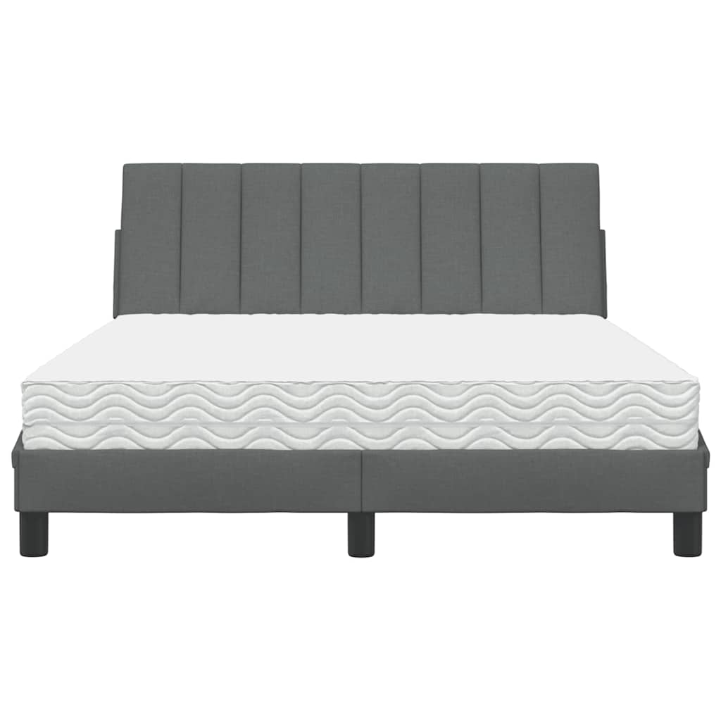 Letto con Materasso Grigio Scuro 140x200cm Tessuto - homemem39