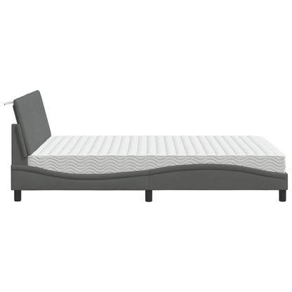 Letto con Materasso Grigio Scuro 140x200cm Tessuto - homemem39