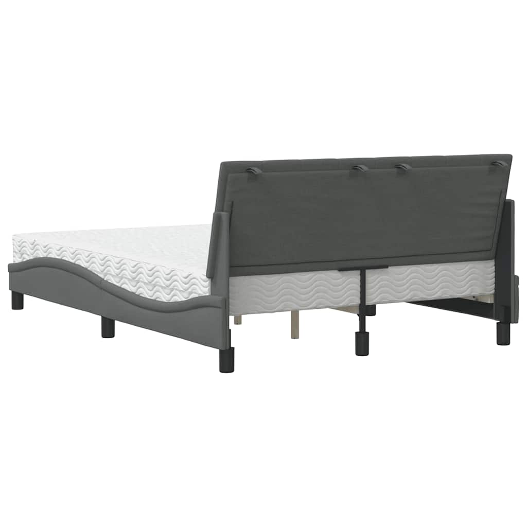 Letto con Materasso Hanko Grigio Scuro 140x200cm Tessuto