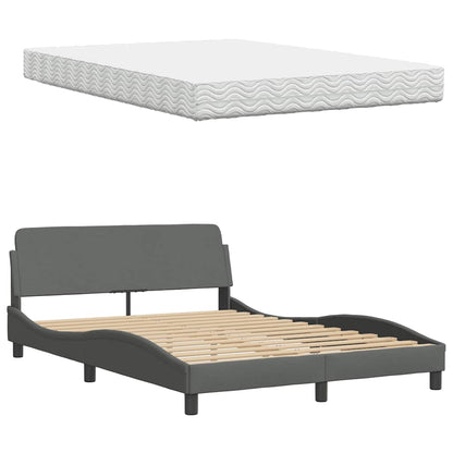Letto con Materasso Hanko Grigio Scuro 140x200cm Tessuto