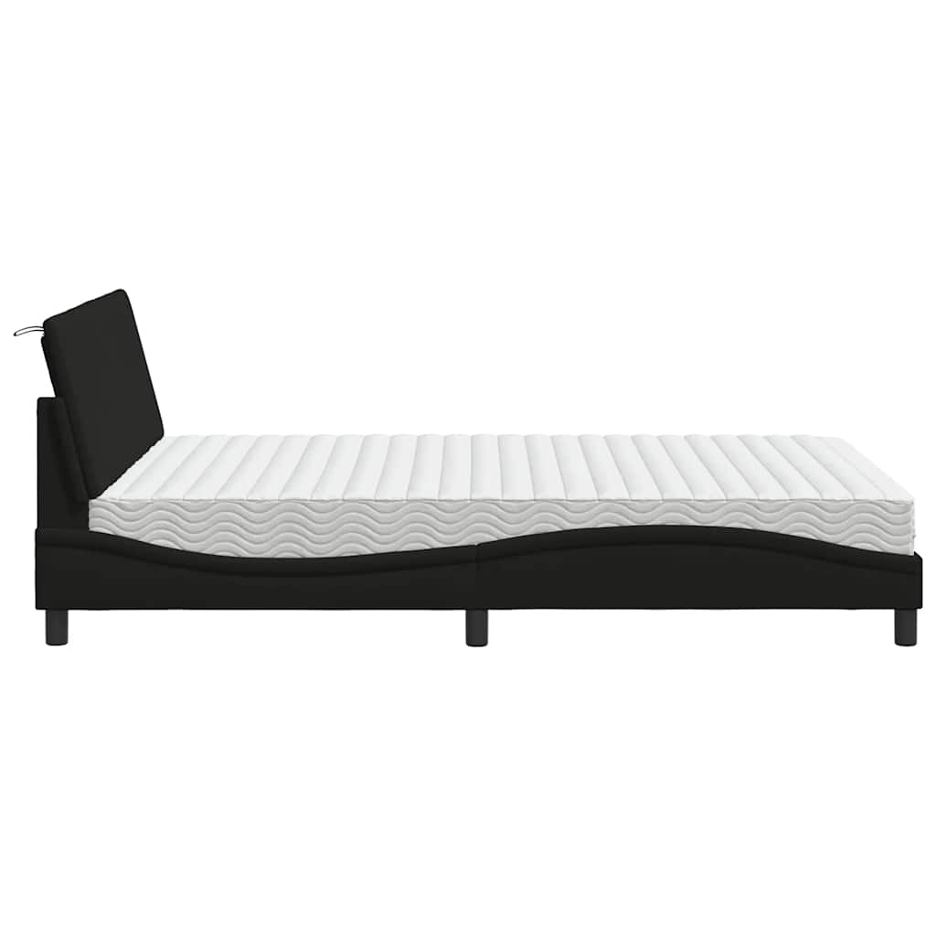 Letto con Materasso Hanko Nero 140x200 cm in Tessuto