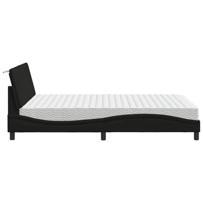 Letto con Materasso Hanko Nero 140x200 cm in Tessuto
