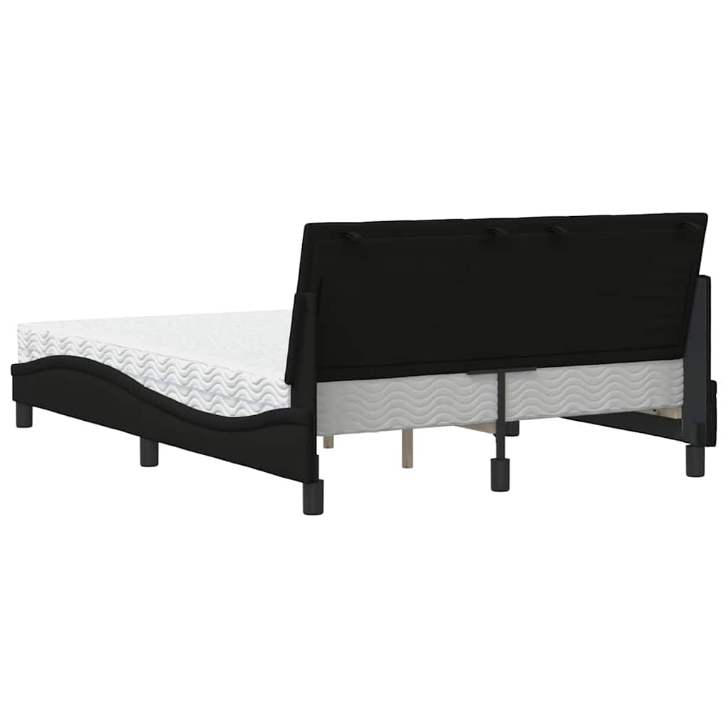 Letto con Materasso Hanko Nero 140x200 cm in Tessuto