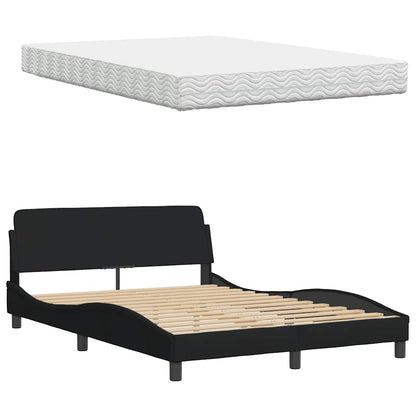 Letto con Materasso Hanko Nero 140x200 cm in Tessuto