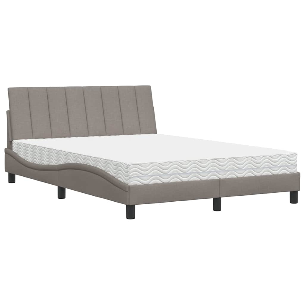Letto con Materasso Hanko Tortora 140x200 cm in Tessuto - homemem39
