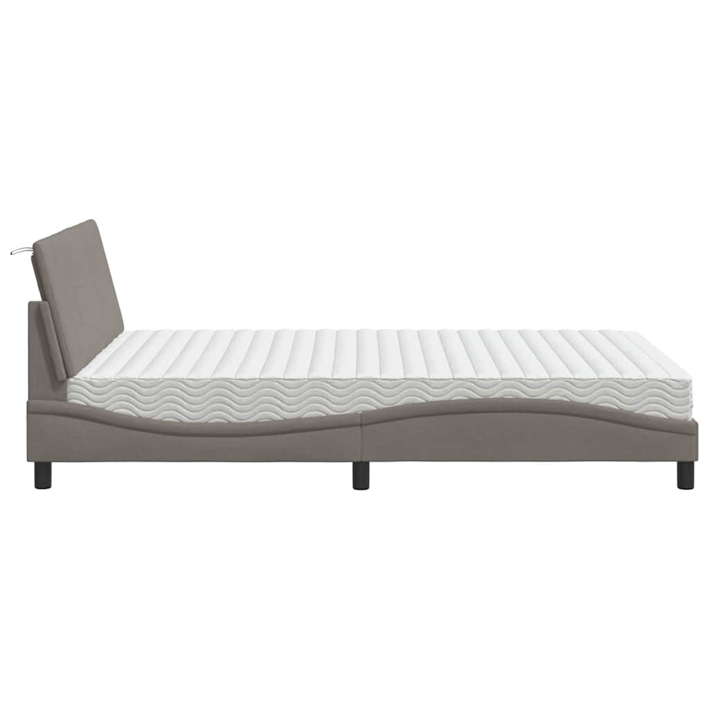 Letto con Materasso Hanko Tortora 140x200 cm in Tessuto - homemem39