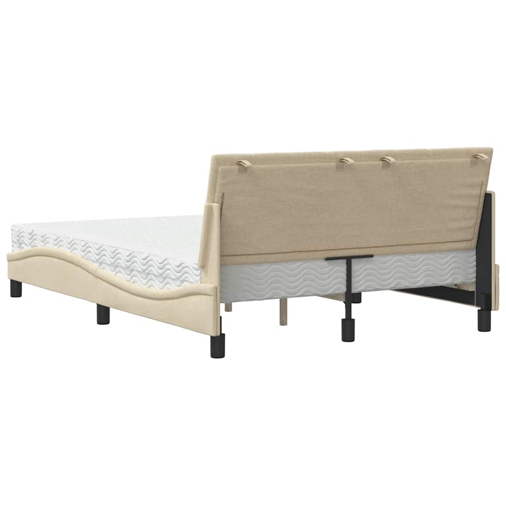Letto con Materasso Crema 140x200 cm in Tessuto - homemem39