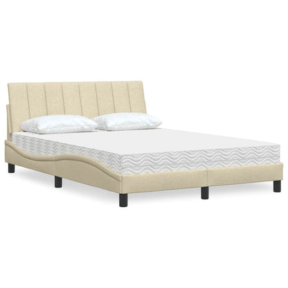 Letto con Materasso Crema 140x200 cm in Tessuto - homemem39