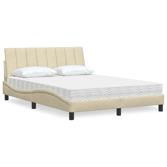 Letto con Materasso Crema 140x200 cm in Tessuto - homemem39