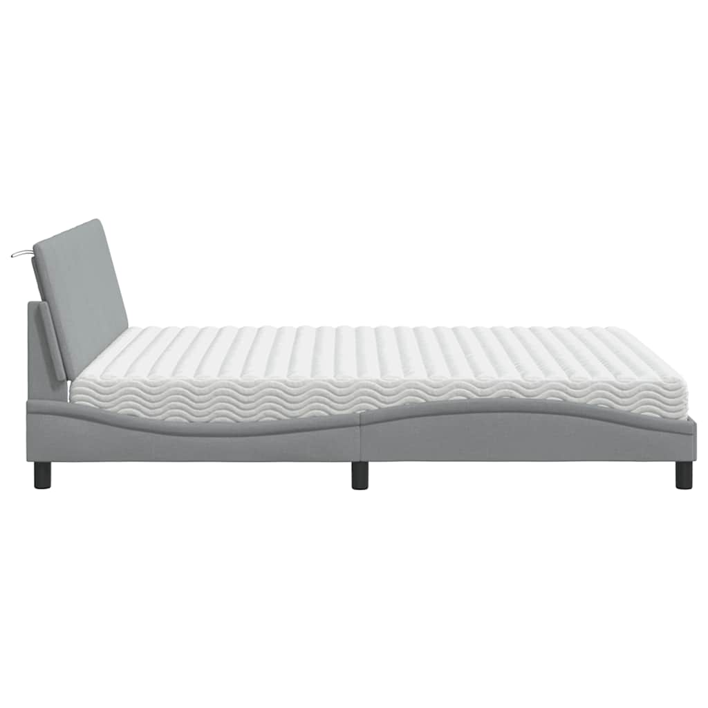 Letto con Materasso Grigio Chiaro160x200 cm Tessuto - homemem39