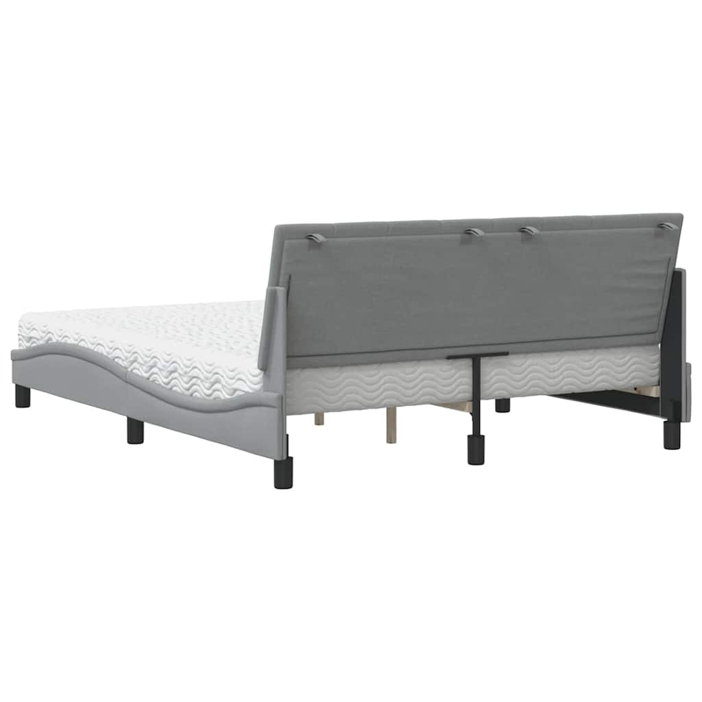 Letto con Materasso Grigio Chiaro160x200 cm Tessuto - homemem39