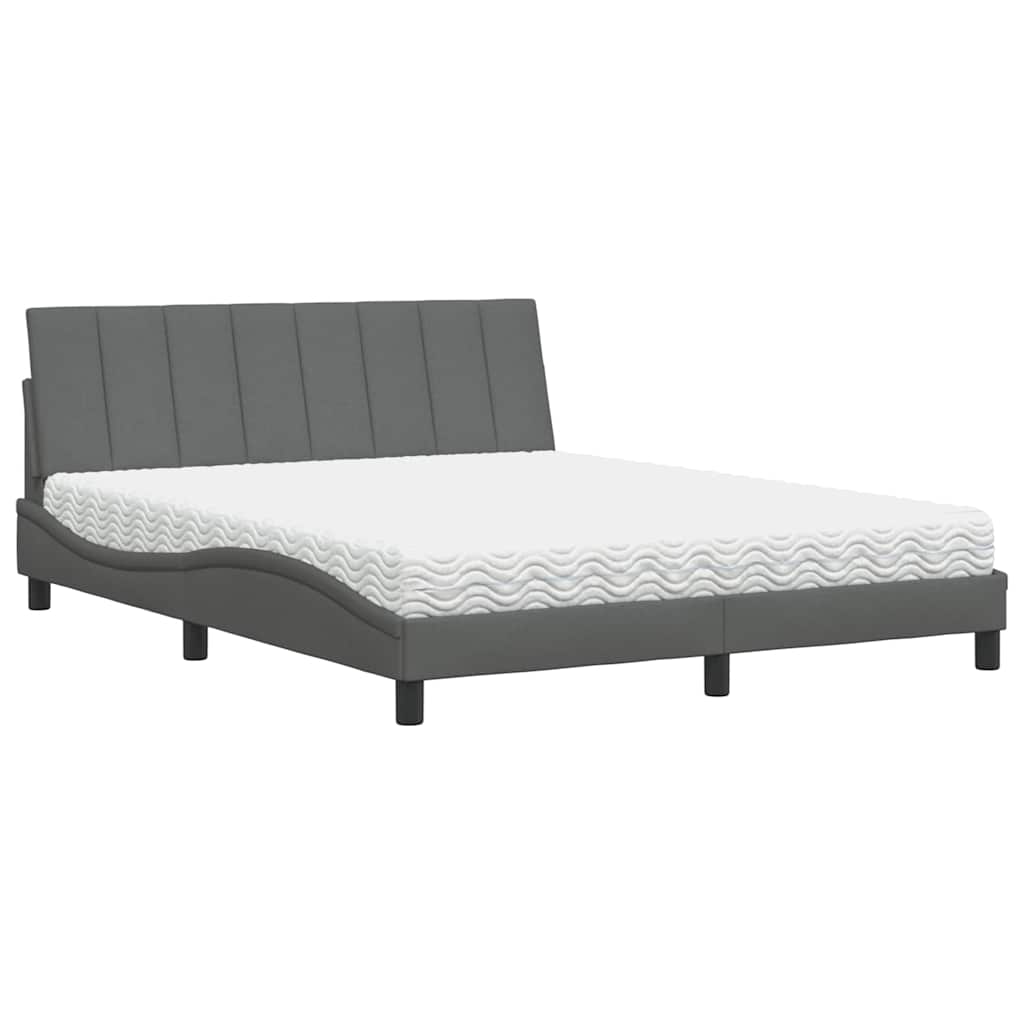 Letto con Materasso Grigio Scuro 160x200 cm Tessuto - homemem39