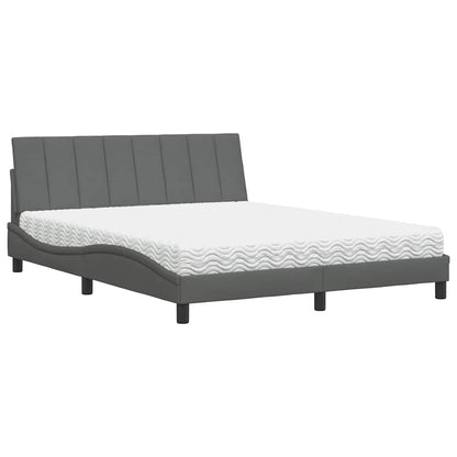 Letto con Materasso Grigio Scuro 160x200 cm Tessuto - homemem39