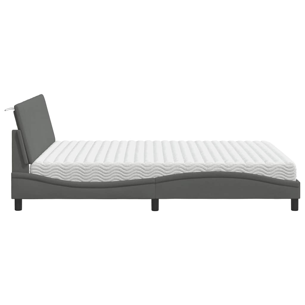 Letto con Materasso Grigio Scuro 160x200 cm Tessuto - homemem39