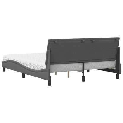 Letto con Materasso Hanko Grigio Scuro 160x200 cm Tessuto