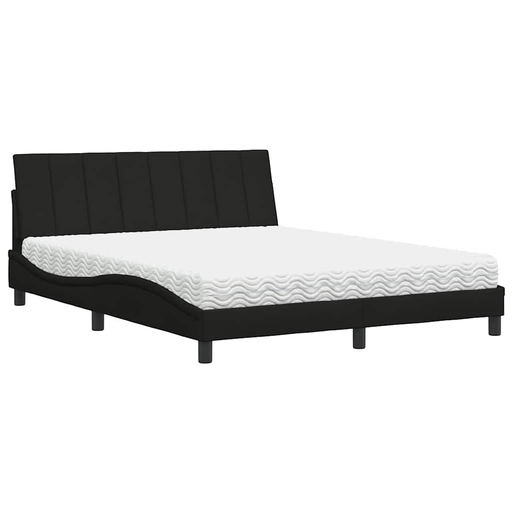 Letto con Materasso Nero 160x200 cm in Tessuto - homemem39