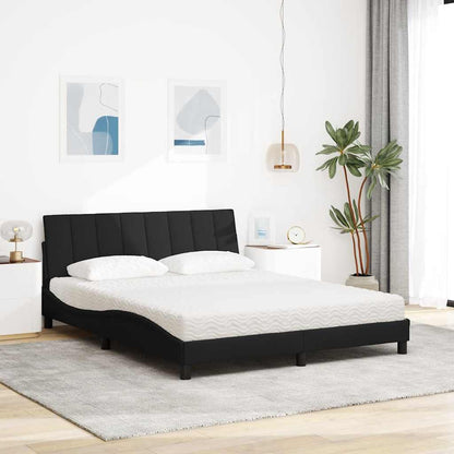 Letto con Materasso Nero 160x200 cm in Tessuto - homemem39