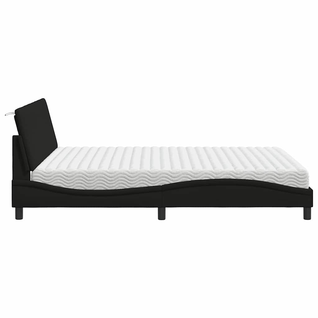 Letto con Materasso Nero 160x200 cm in Tessuto - homemem39