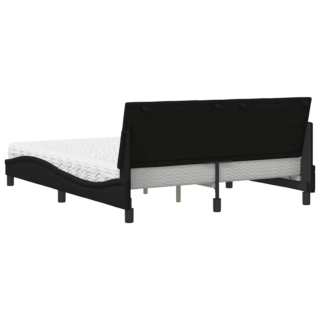 Letto con Materasso Nero 160x200 cm in Tessuto - homemem39