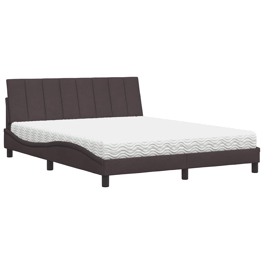 Letto con Materasso Marrone Scuro 160x200cm Tessuto - homemem39