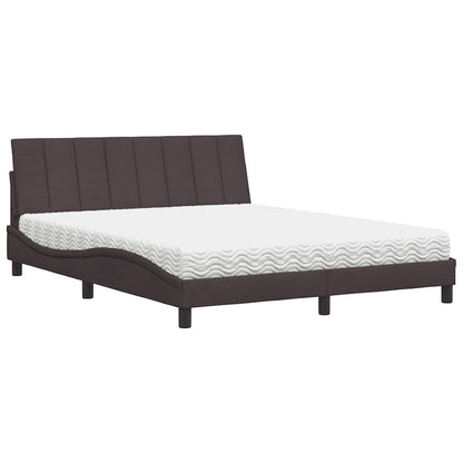 Letto con Materasso Hanko Marrone Scuro 160x200cm Tessuto