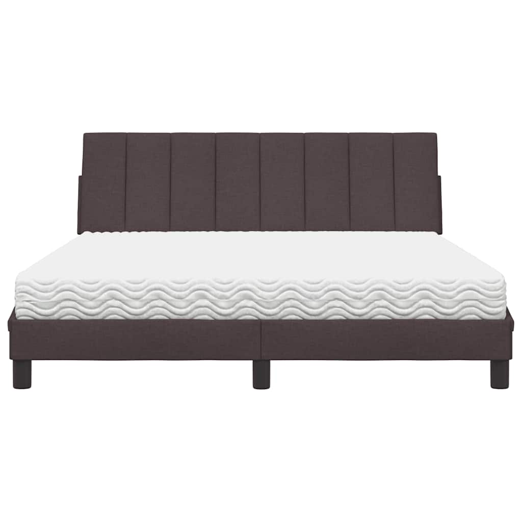 Letto con Materasso Marrone Scuro 160x200cm Tessuto - homemem39