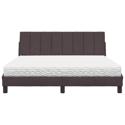 Letto con Materasso Marrone Scuro 160x200cm Tessuto - homemem39
