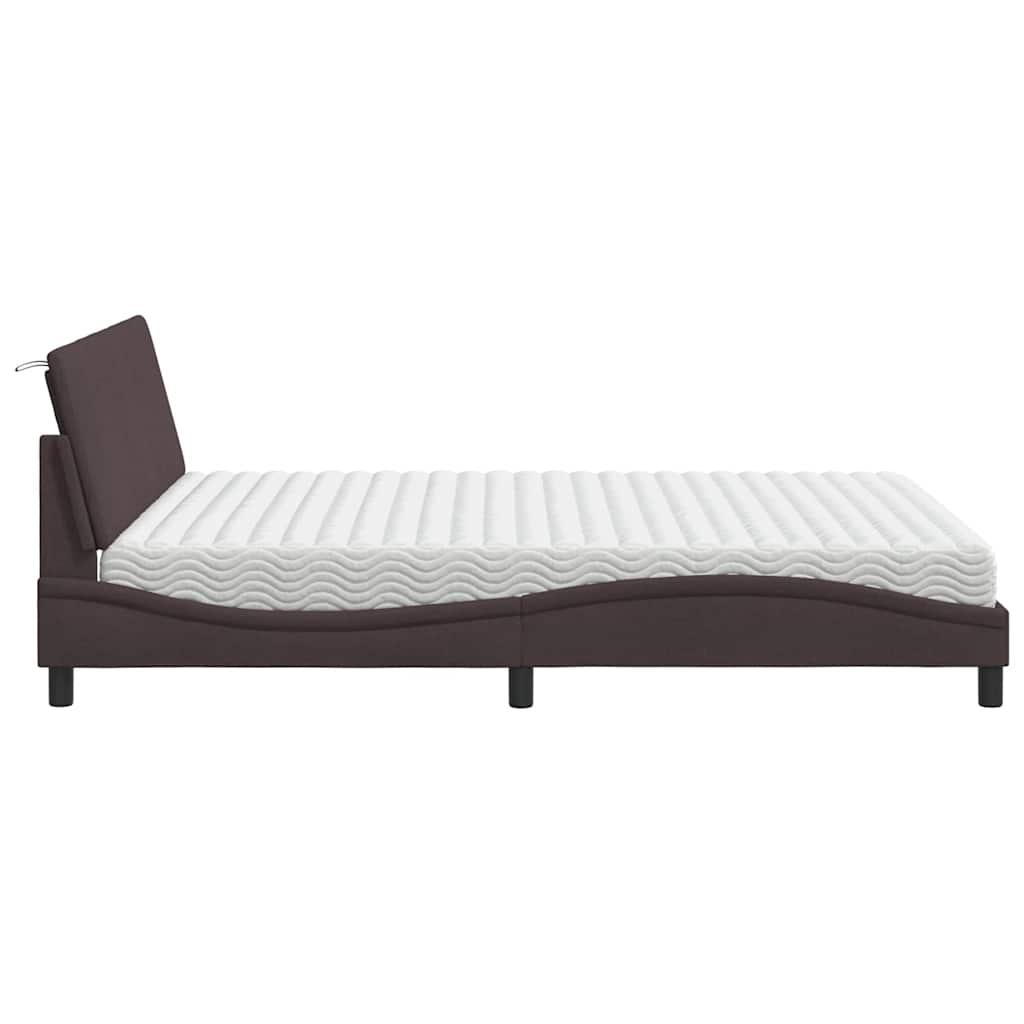 Letto con Materasso Hanko Marrone Scuro 160x200cm Tessuto