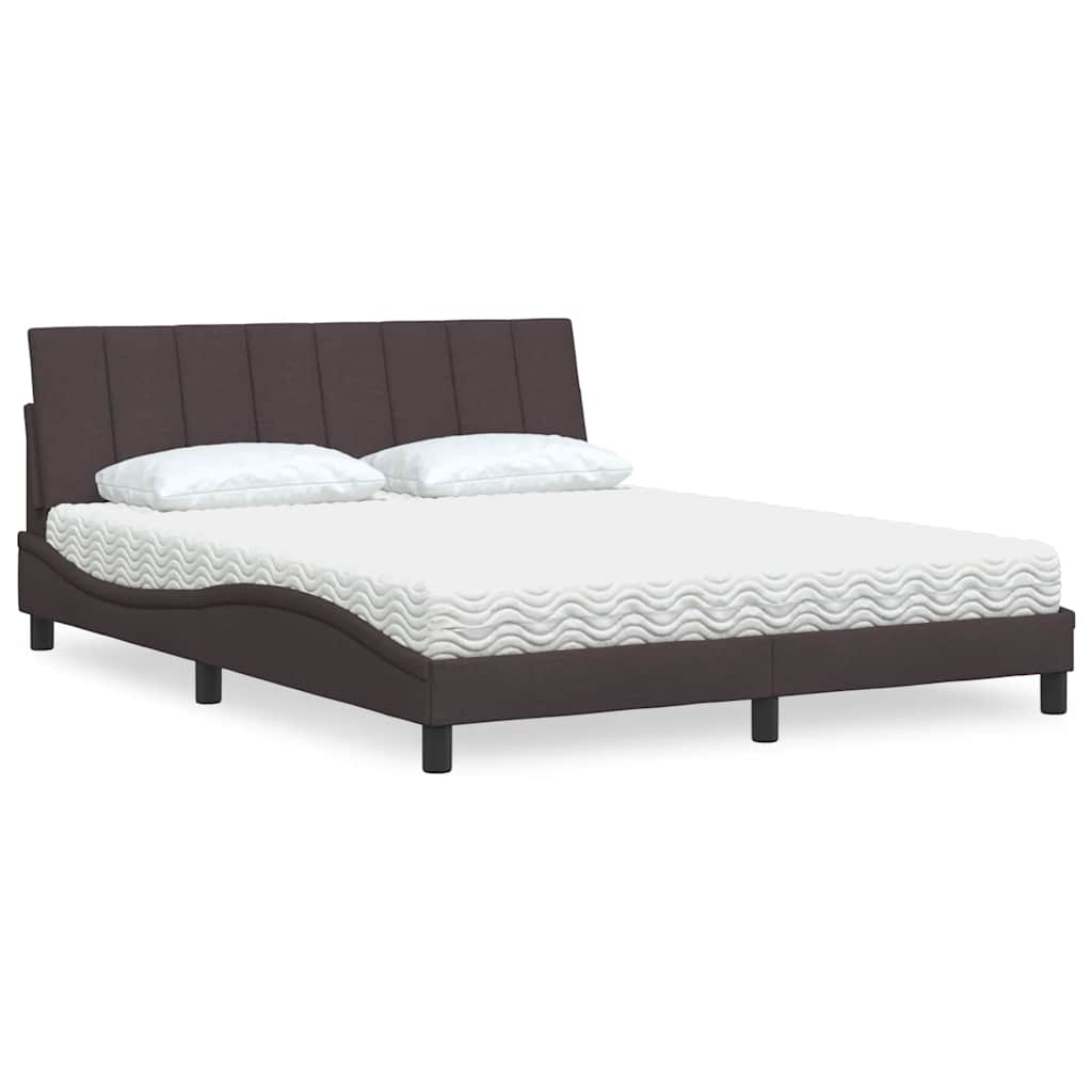 Letto con Materasso Marrone Scuro 160x200cm Tessuto - homemem39