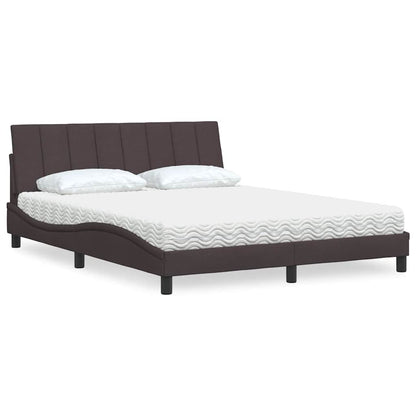 Letto con Materasso Hanko Marrone Scuro 160x200cm Tessuto