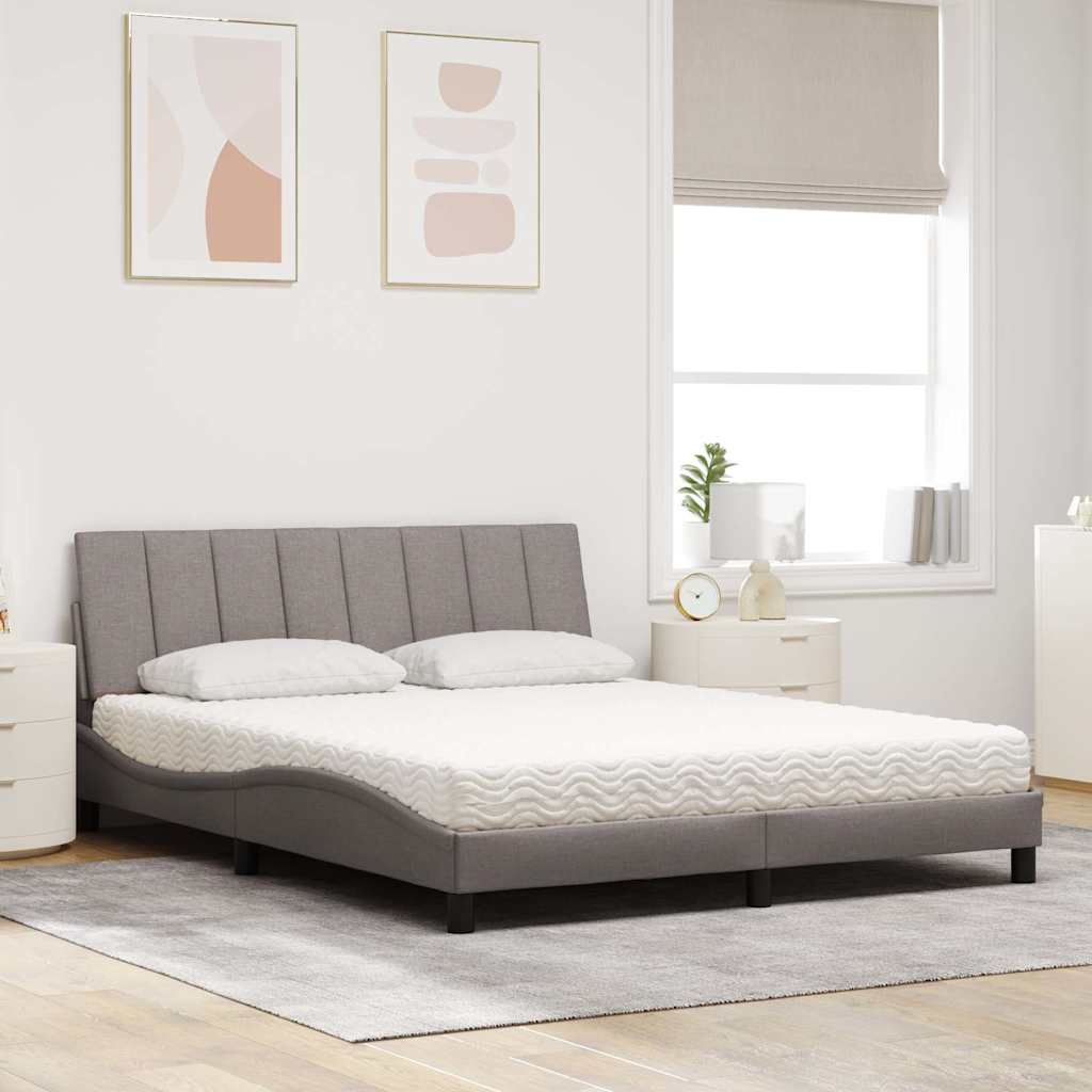 Letto con Materasso Tortora 160x200 cm in Tessuto - homemem39
