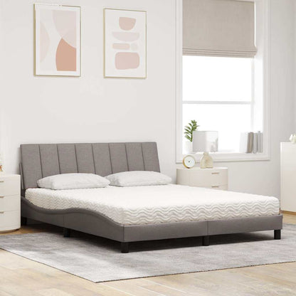 Letto con Materasso Tortora 160x200 cm in Tessuto - homemem39