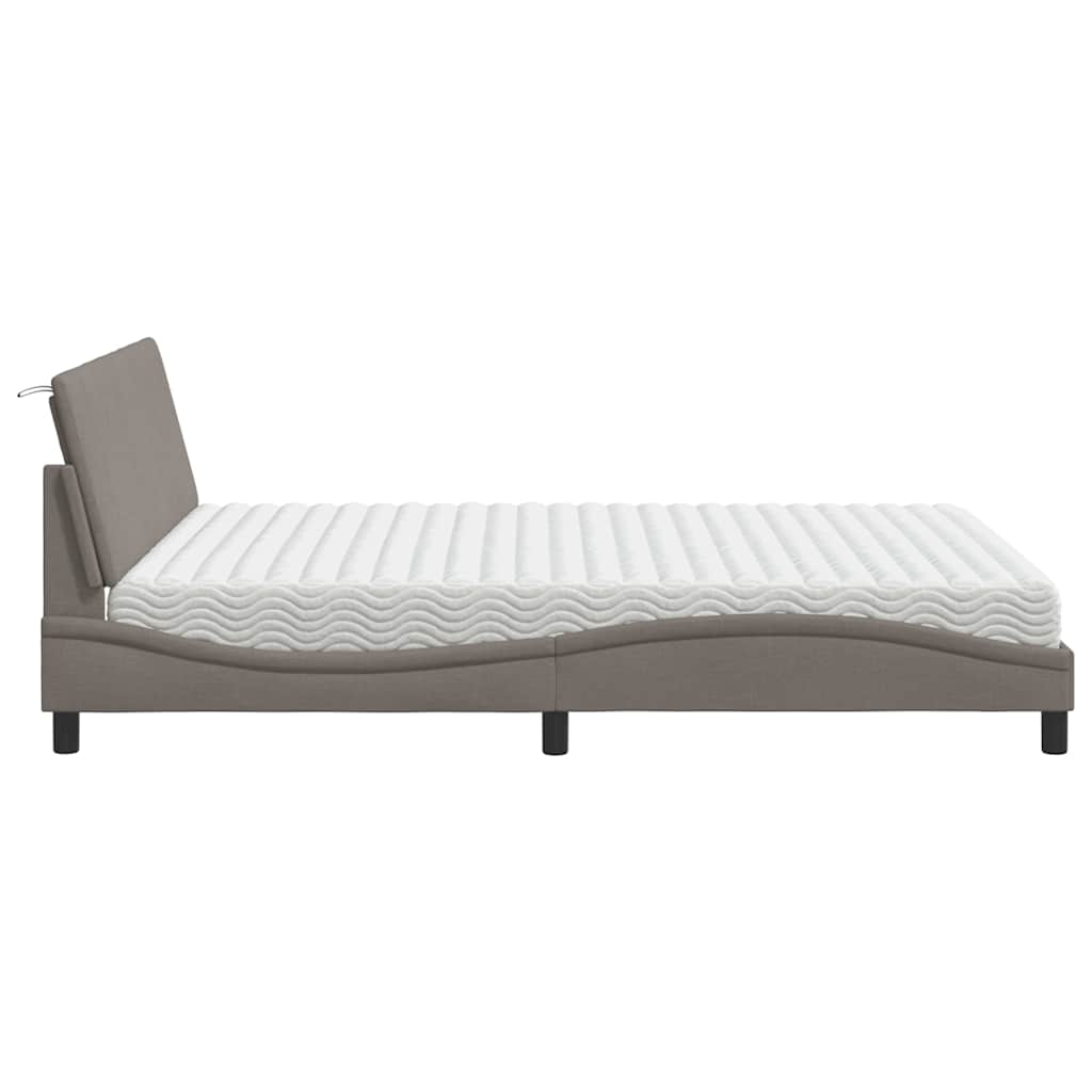 Letto con Materasso Tortora 160x200 cm in Tessuto - homemem39