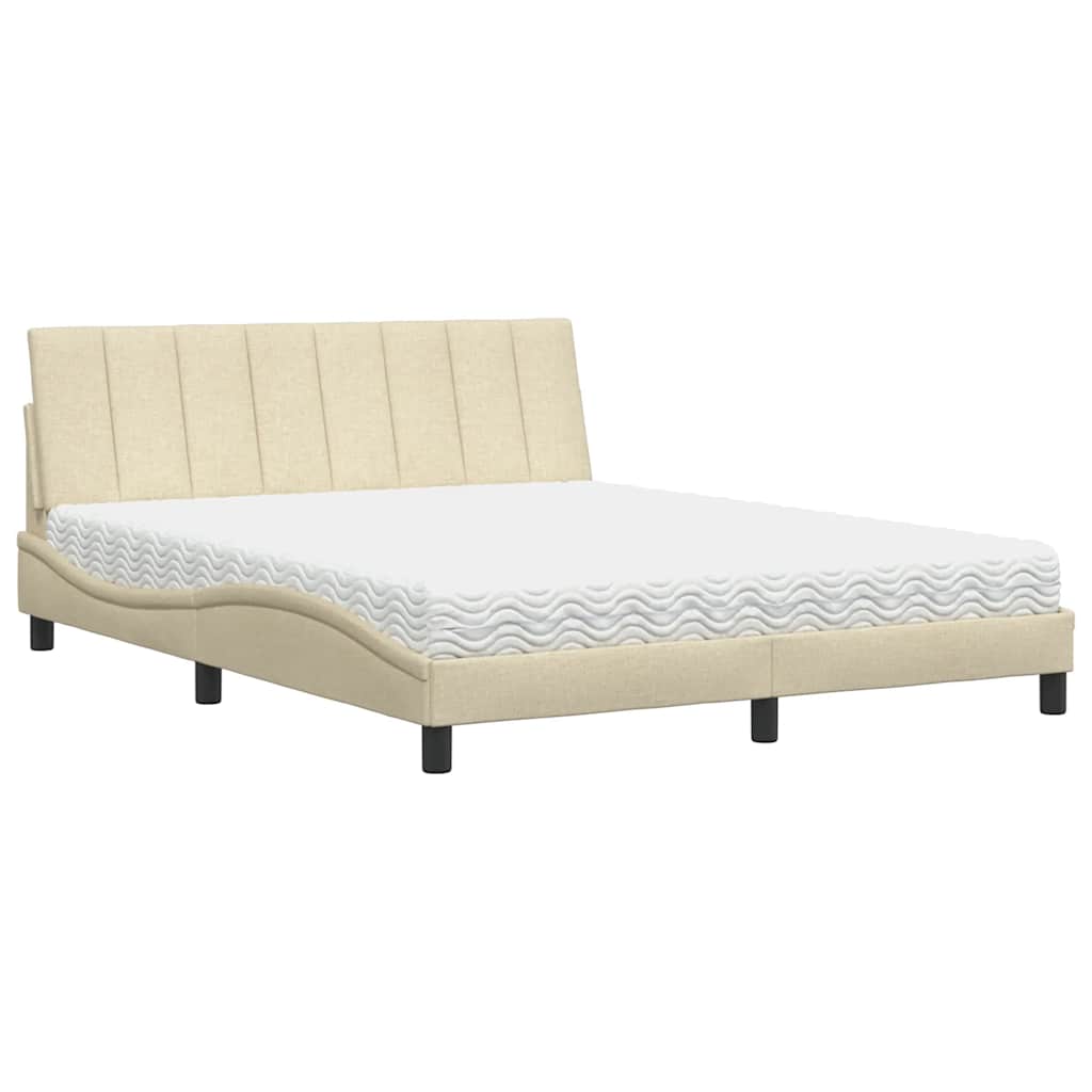 Letto con Materasso Crema 160x200 cm in Tessuto - homemem39