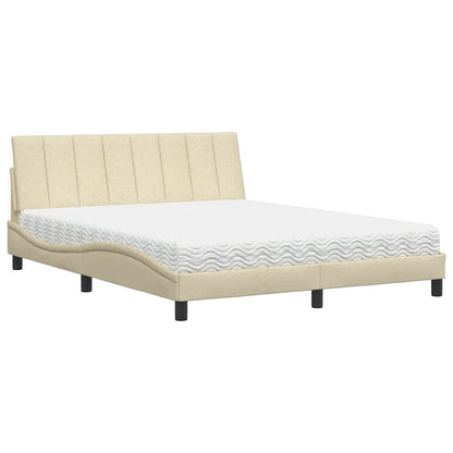 Letto con Materasso Crema 160x200 cm in Tessuto - homemem39